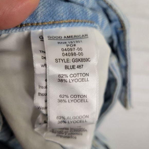 Good American Frayed Hem Distressed Denim Mini Skirt - Picture 4 of 5